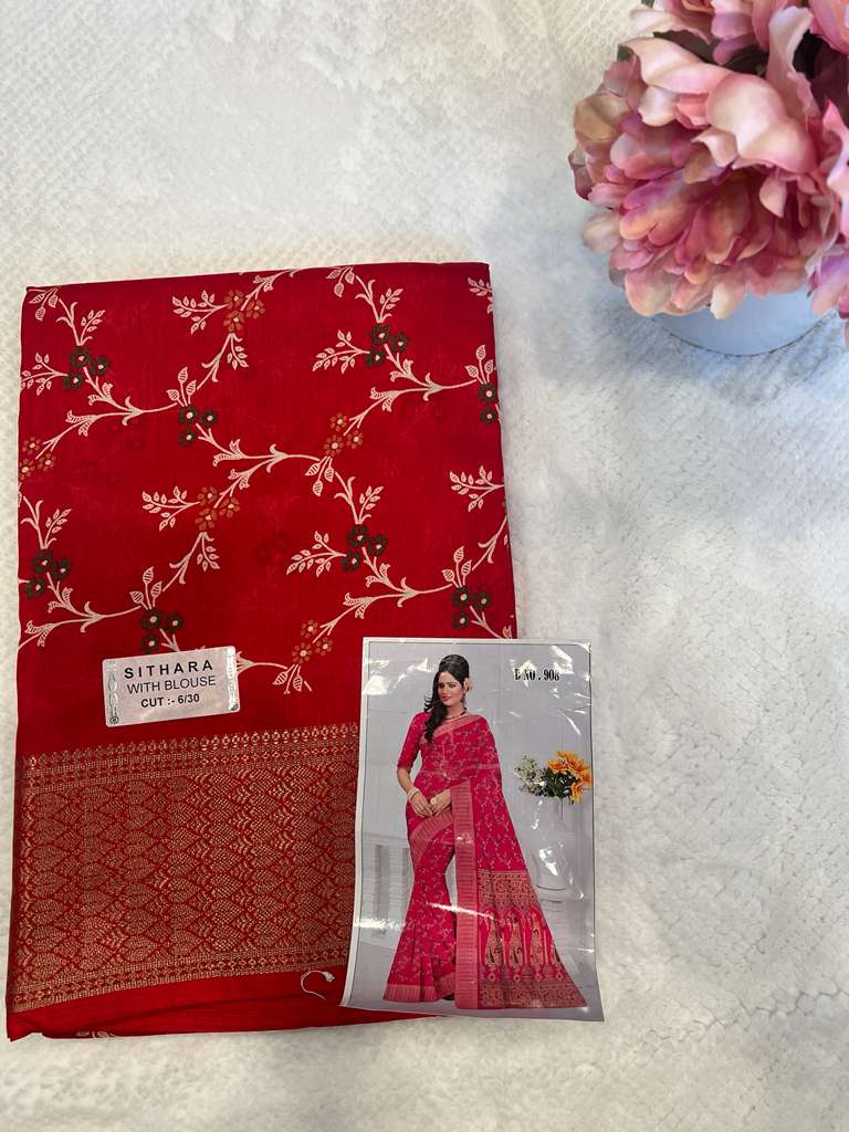 Red Sithara Fancy Saree