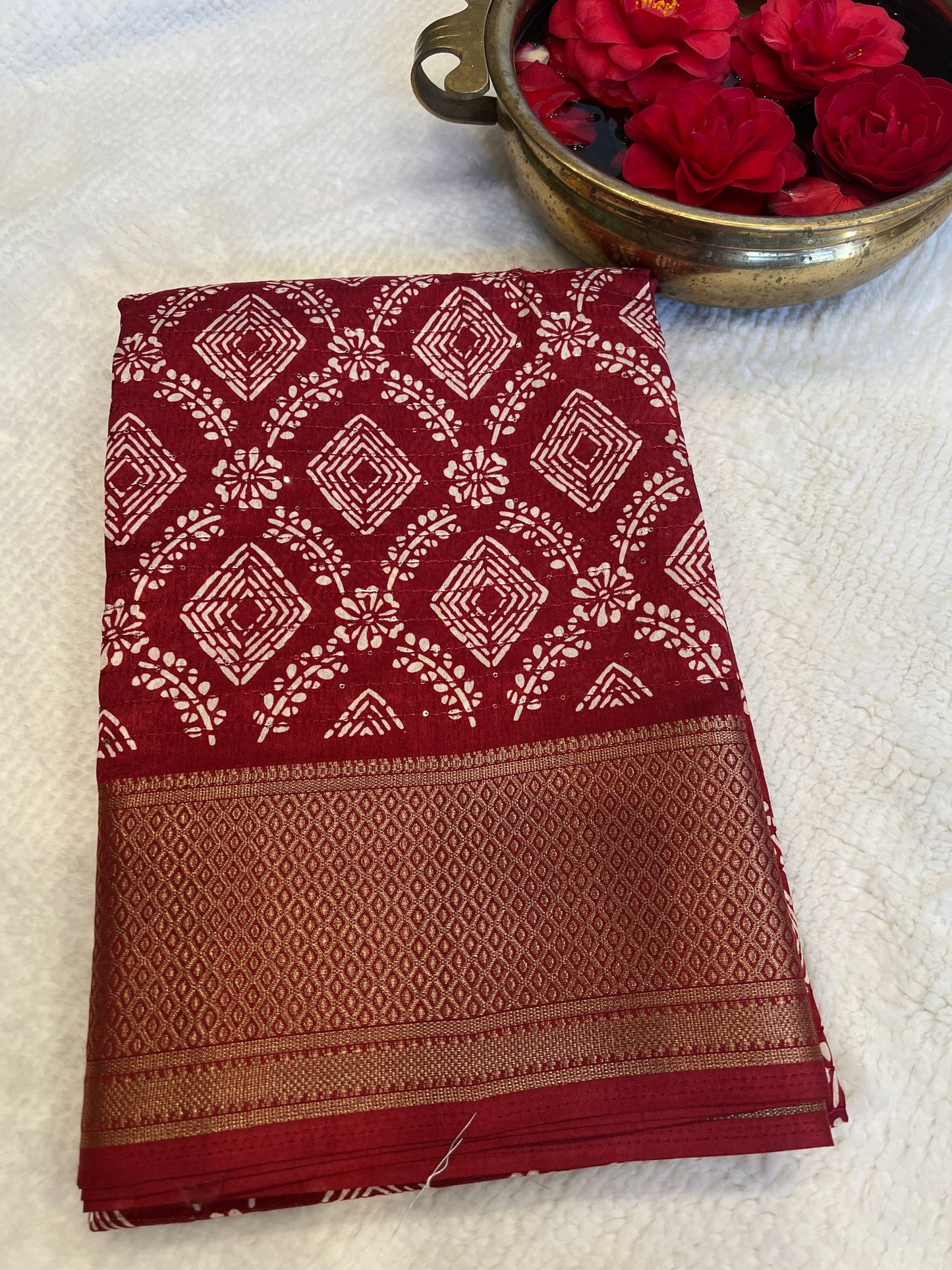 Red Yashasvi Sequence Saree