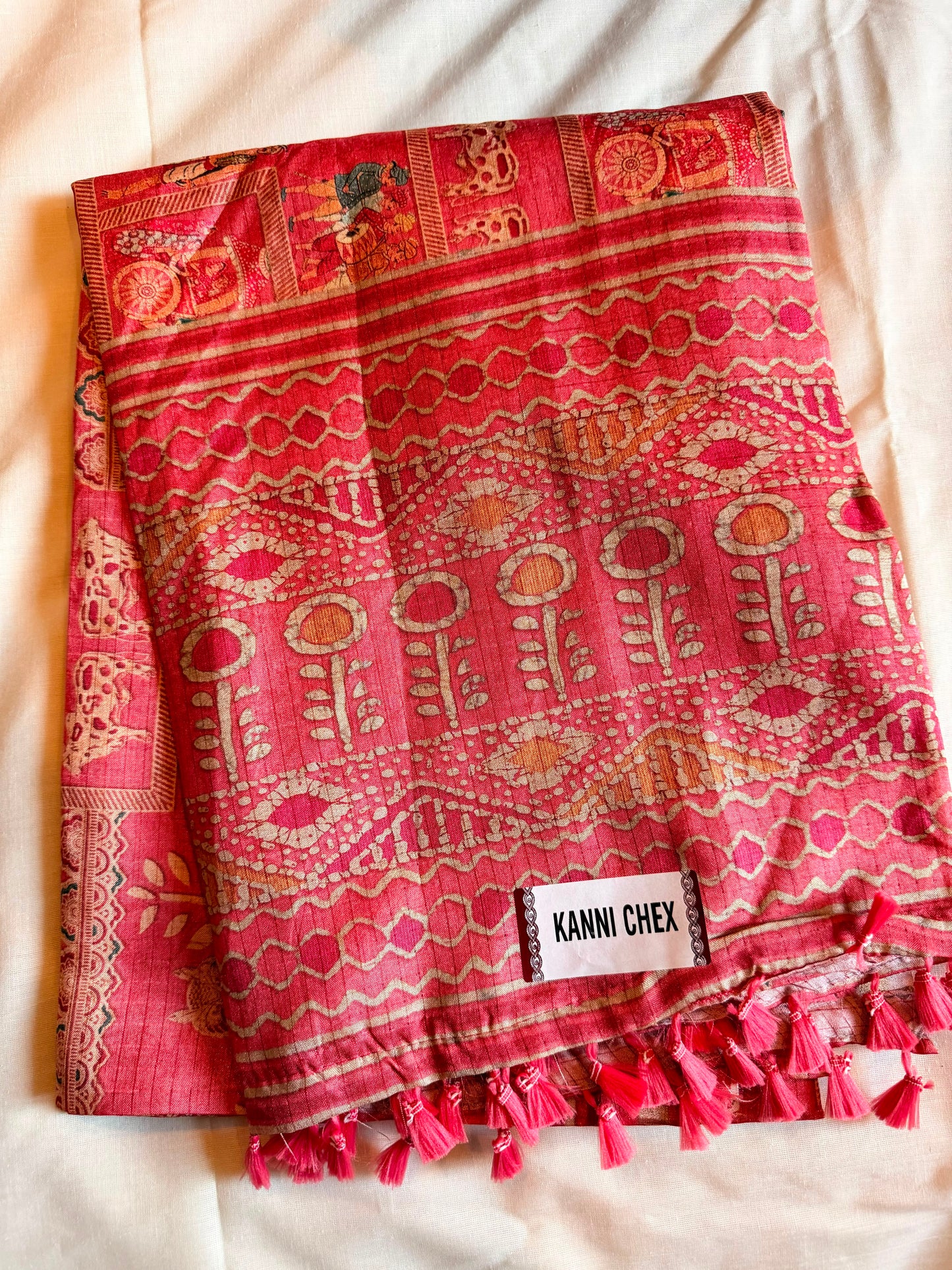 Red Kanni Chex Fancy Saree