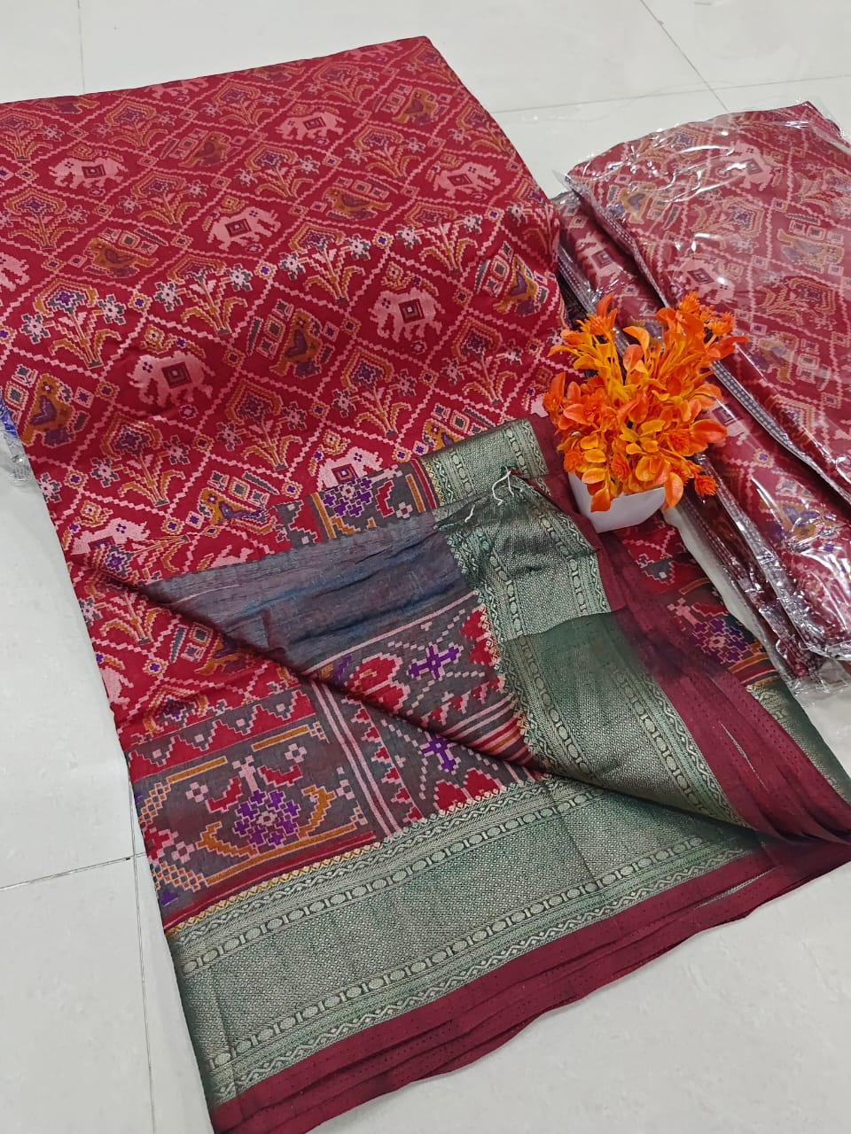 Red Patola Soft Silk Saree