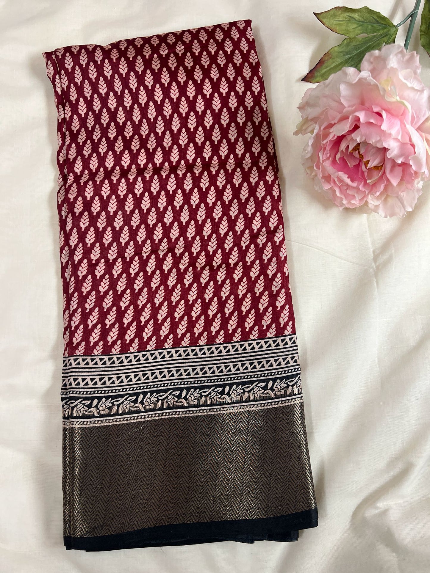 Red and Black Gadwal Saree