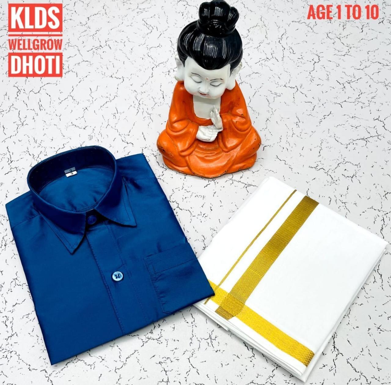 Boys Royal Blue Shirt & Dhoti Combo