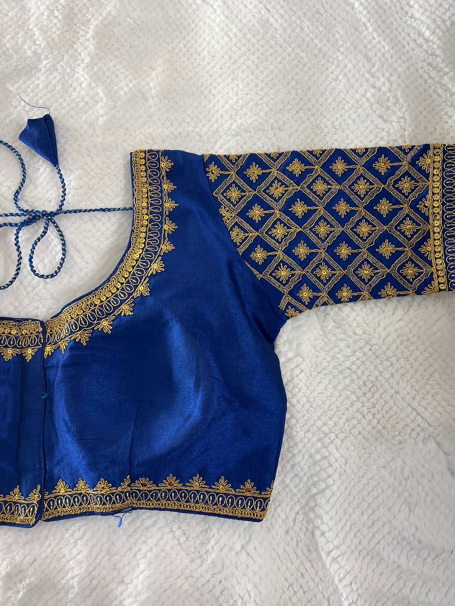 Royal Blue Embroidery Blouse