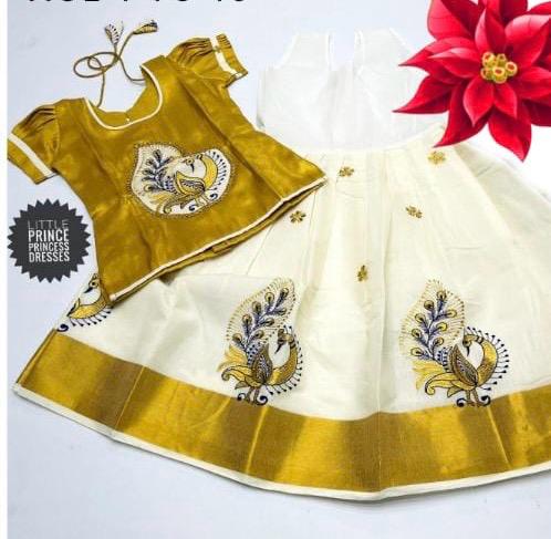 Sandal and Gold Girl Paavadai