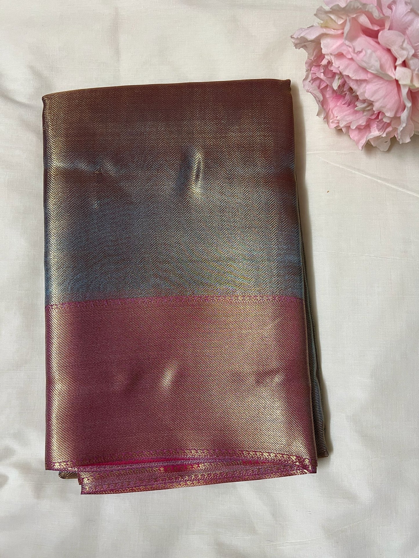 Silver Pink Jyothika Inspired Tissue Sareee