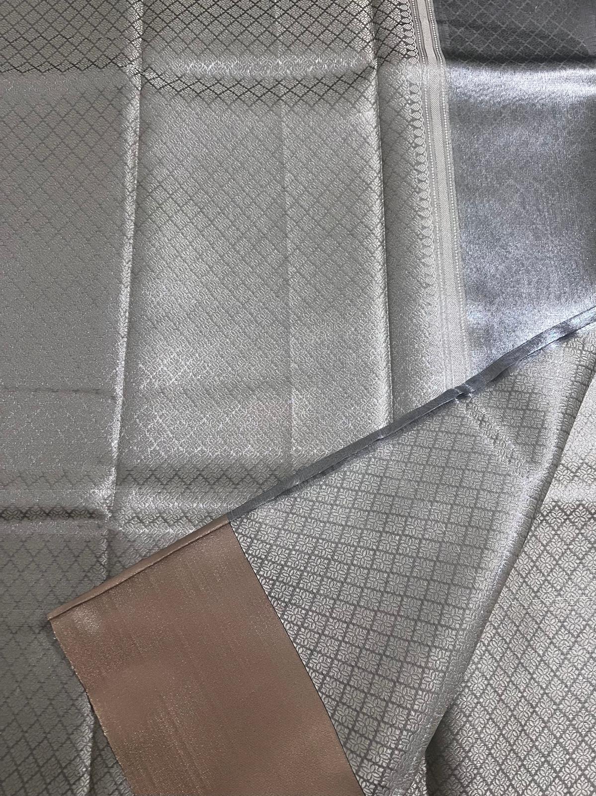 Silver Nita Ambani Inspired Tissue Semi Silk Saree