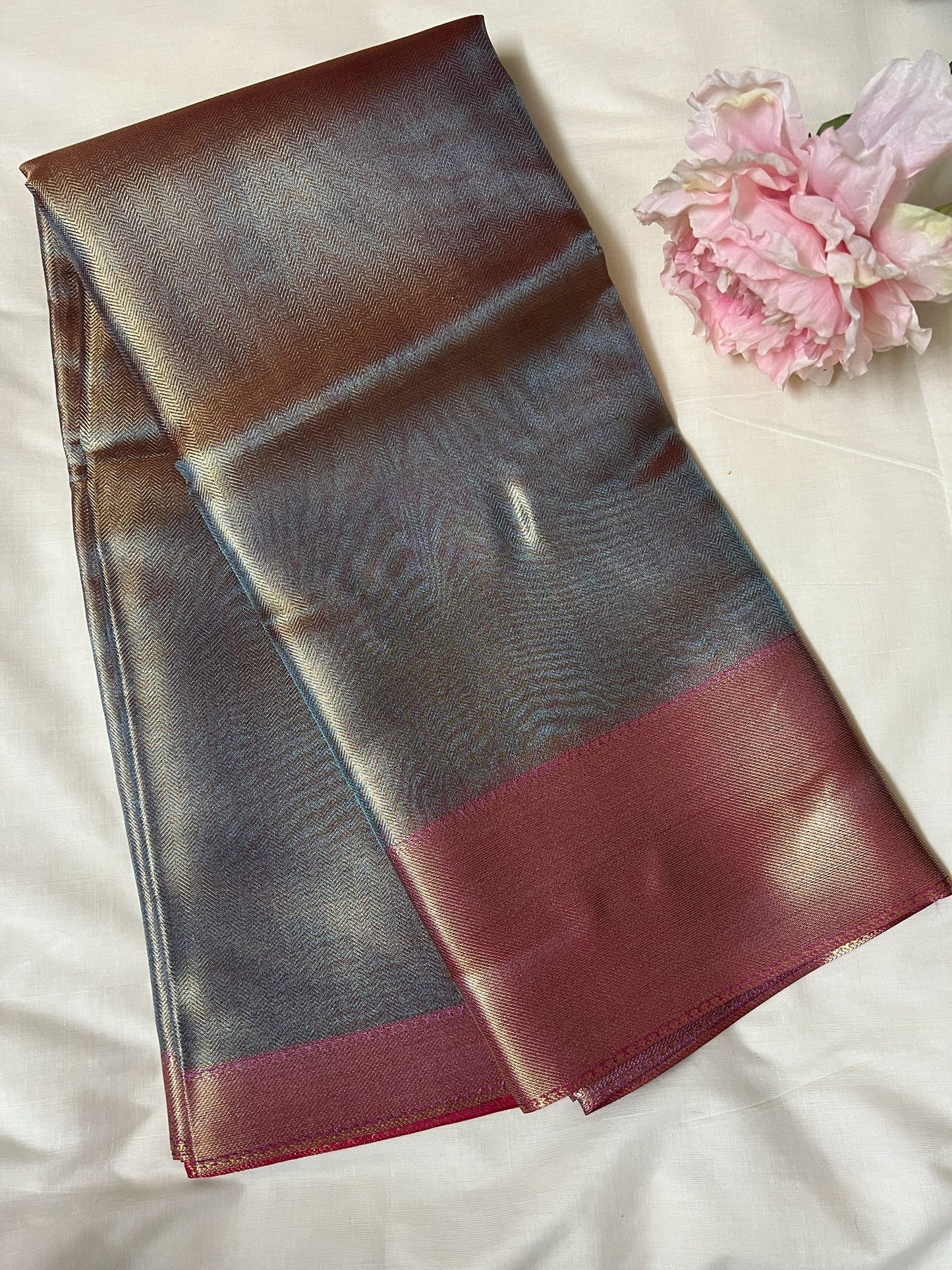 Silver Pink Jyothika Inspired Tissue Sareee