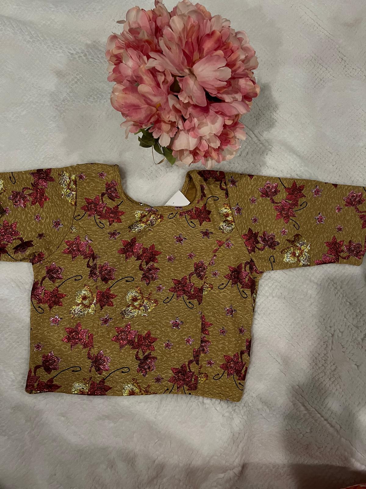 Gold Stretchable Floral Blouse 1