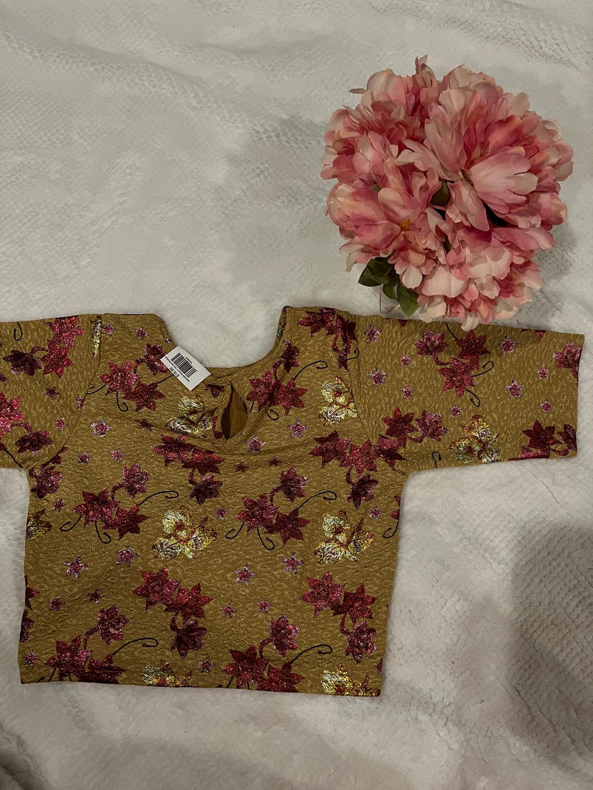Gold Stretchable Floral Blouse 1