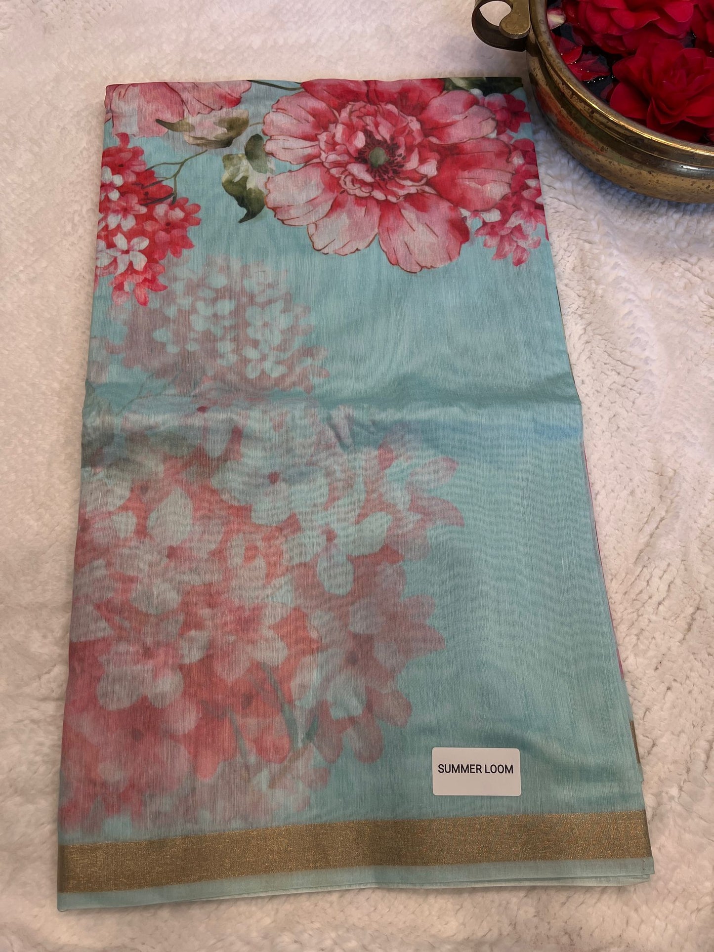 Teal Summer Loom Saree