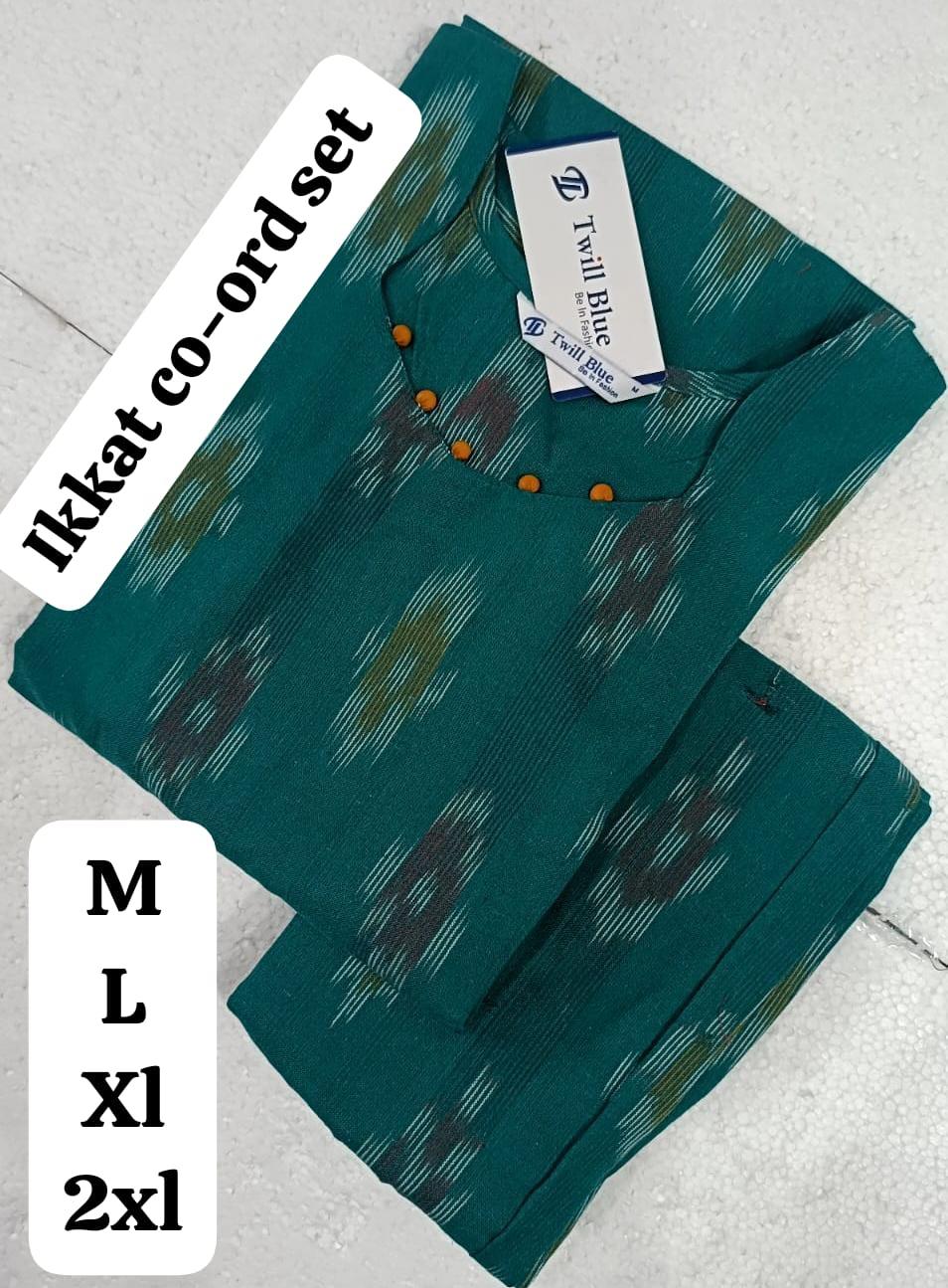 Teal Ikkat Handloom Co-ord Set