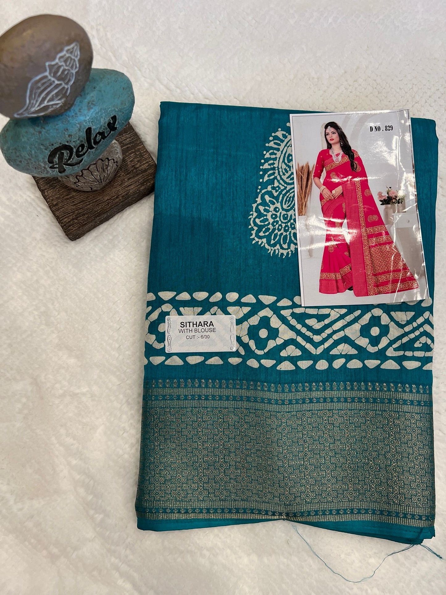 Teal Sithara Fancy Saree