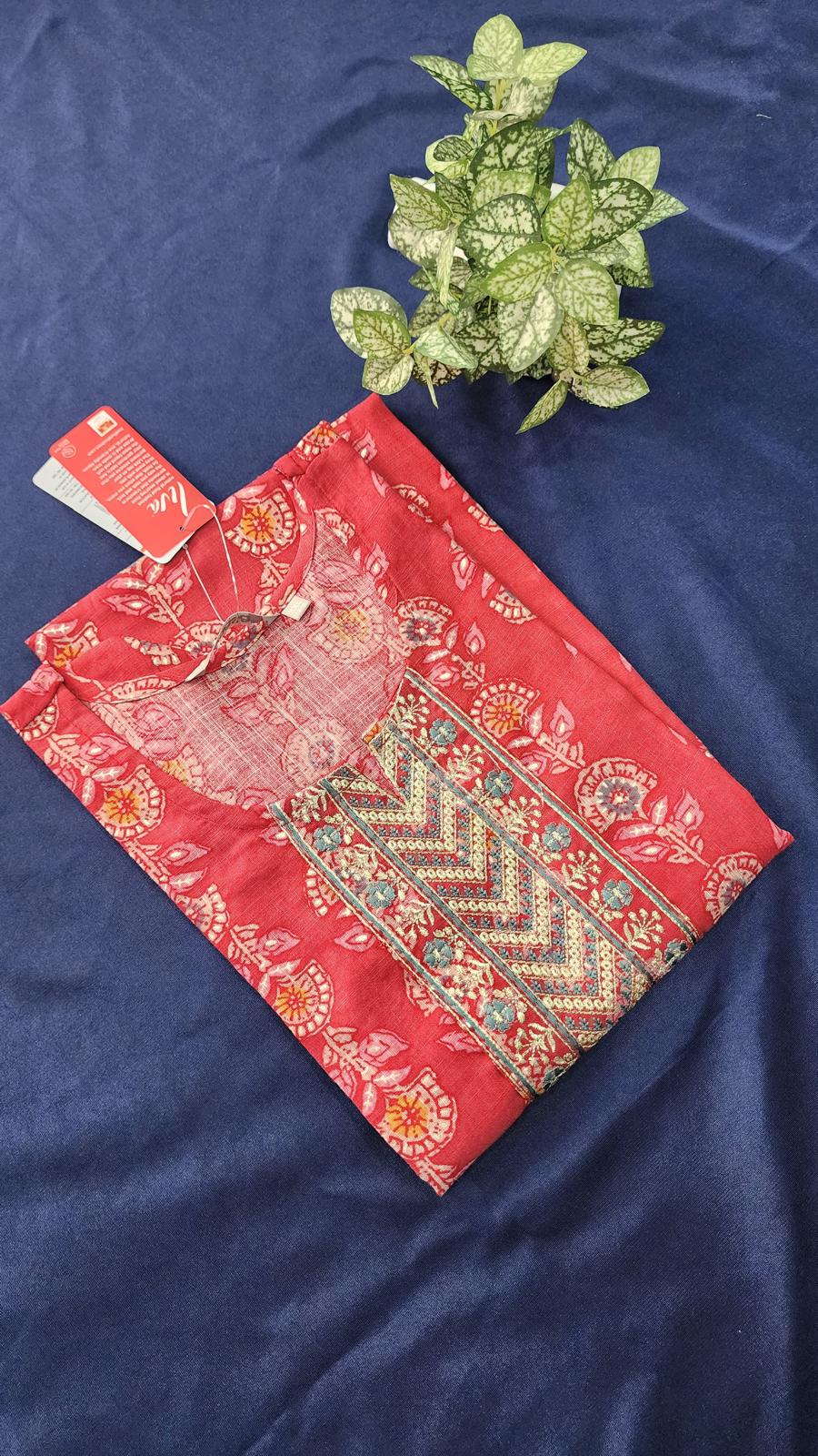 Tomato Red Embroidery Kurti