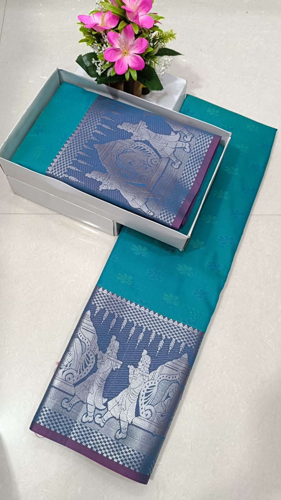 Turquoise Blue Traditional Gift Saree