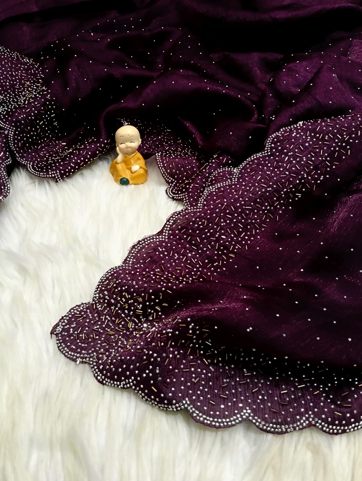 Damaka Dum Wine Stone Work Fancy Saree