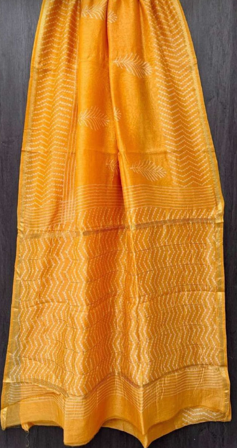 Yellow Chanderi Silk Saree