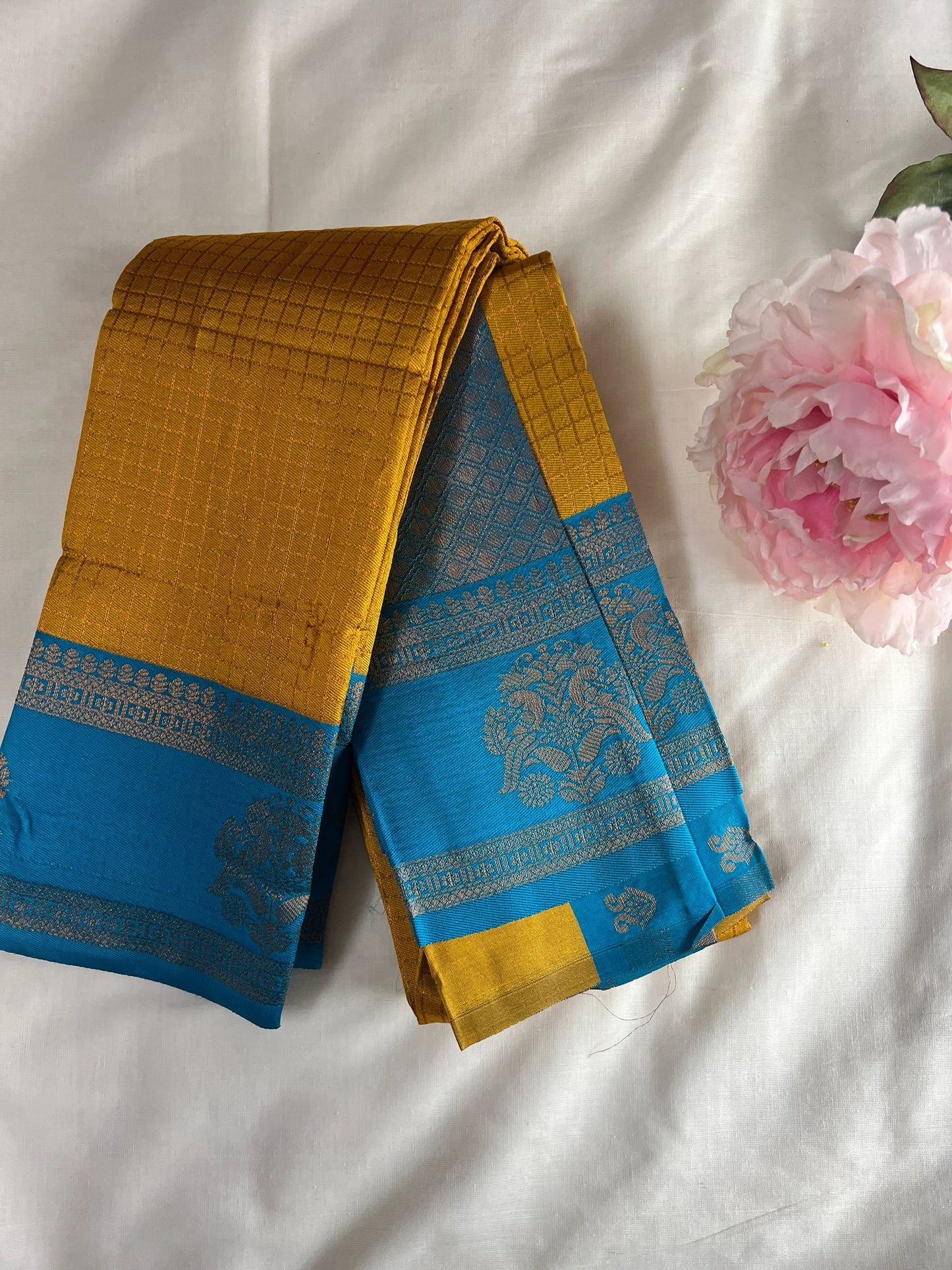 Yellow Samudrika Semi Silk Saree