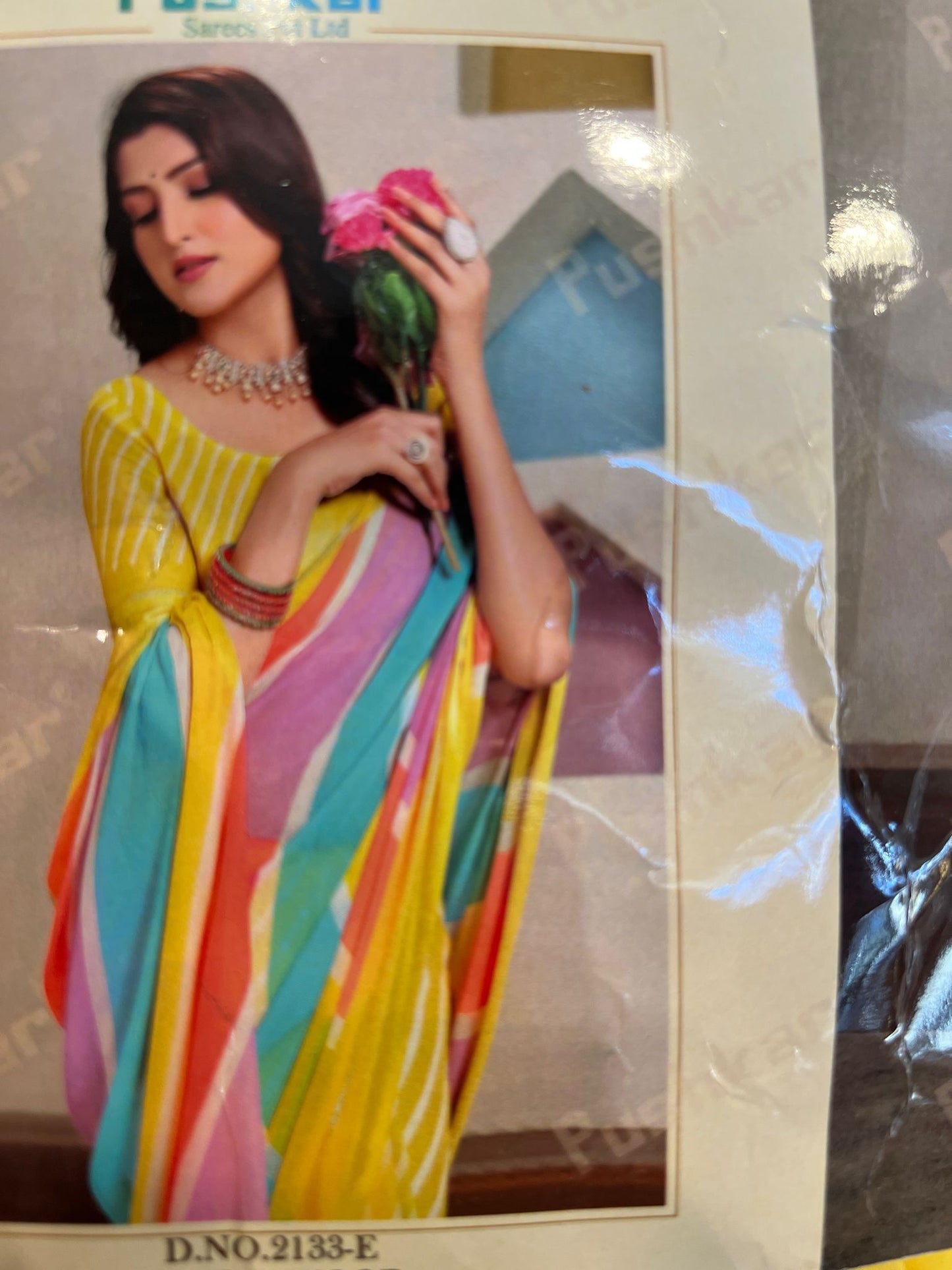Yellow Sandalwood Chiffon Saree