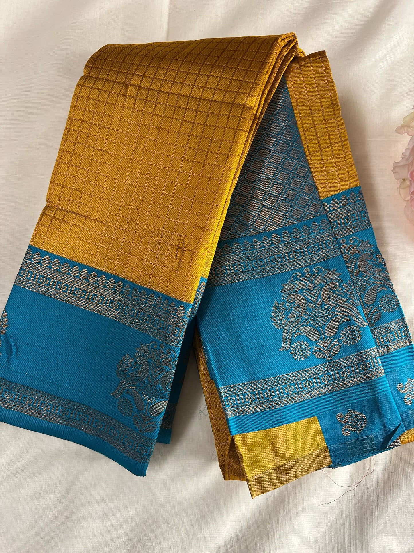 Yellow Samudrika Semi Silk Saree