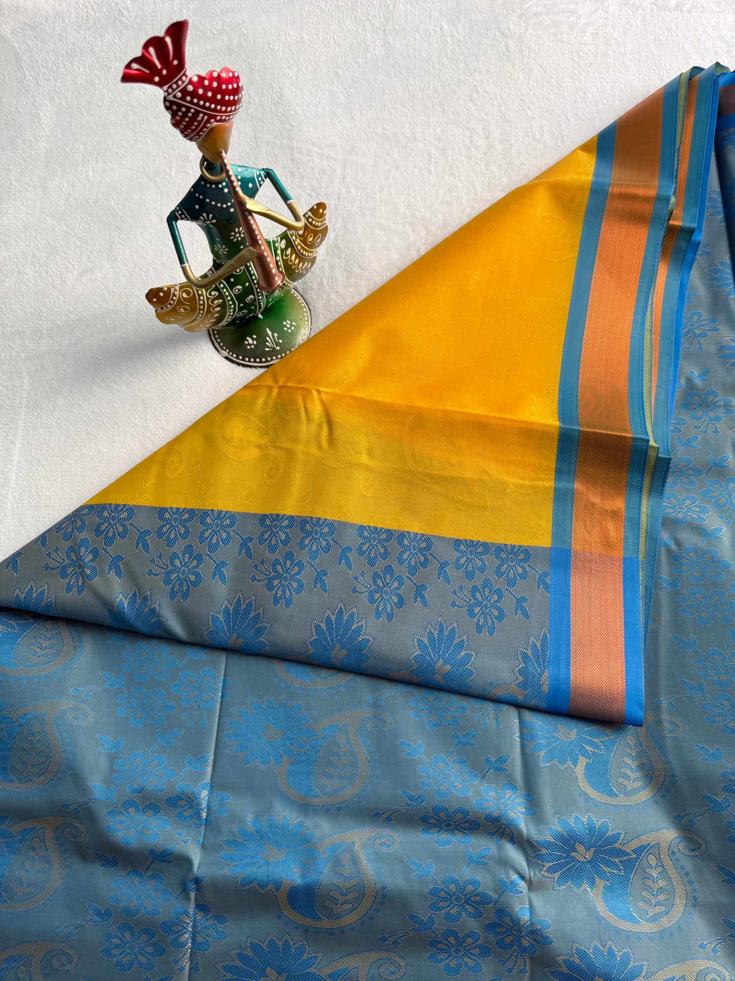 Yellow Blue Traditional Gift Saree