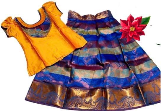 Yellow and Blue Girl Paavadai