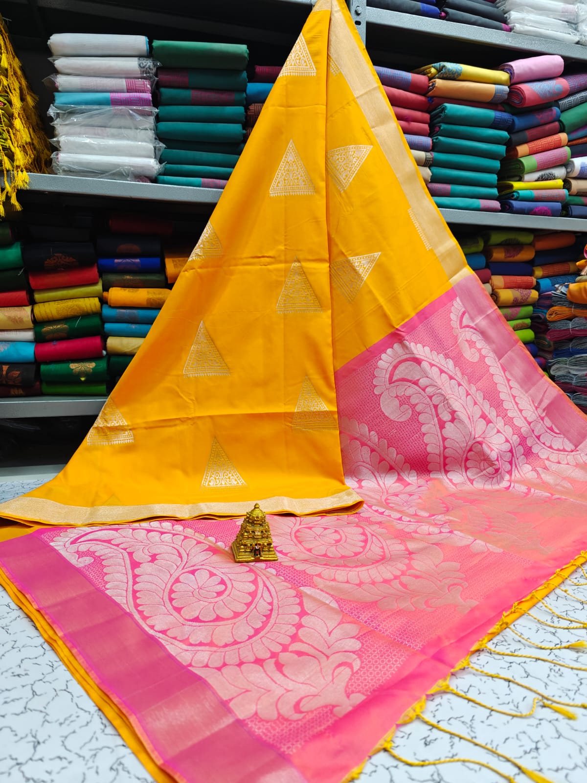 Yellow and Pink Big Putta Soft Silk