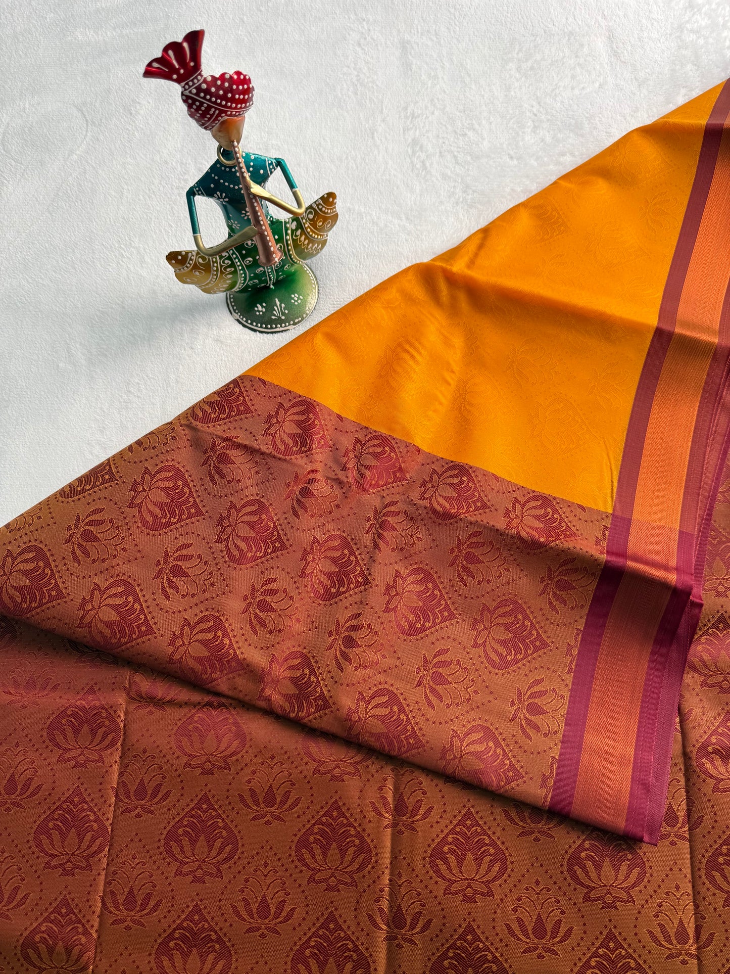 Mango Yellow and Red Traditional Gift Saree
