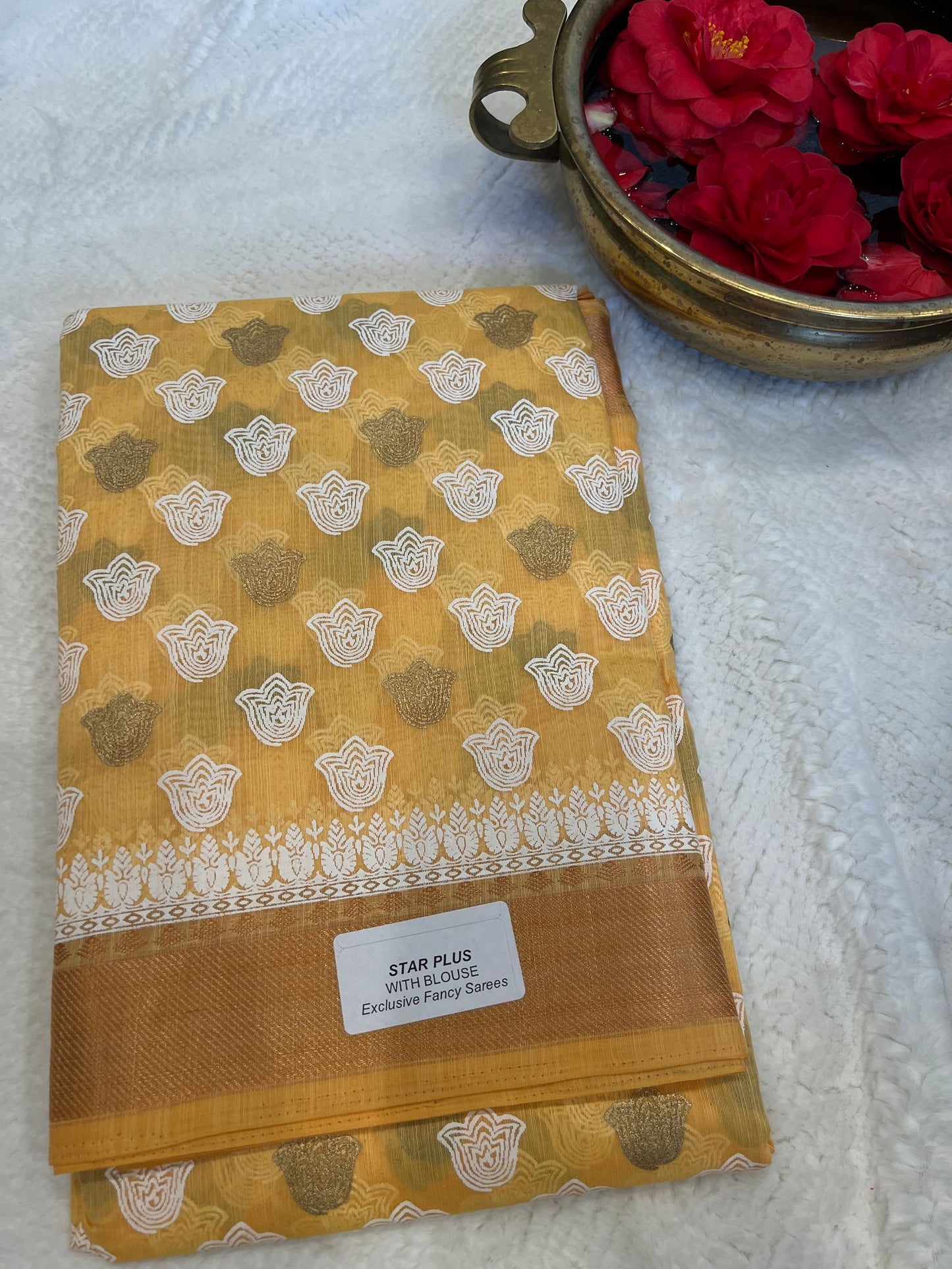 Yellow Star Plus Silk Cotton Saree