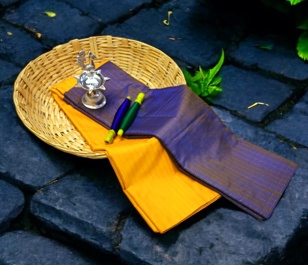 Yellow and Purple Arani Soft Silk