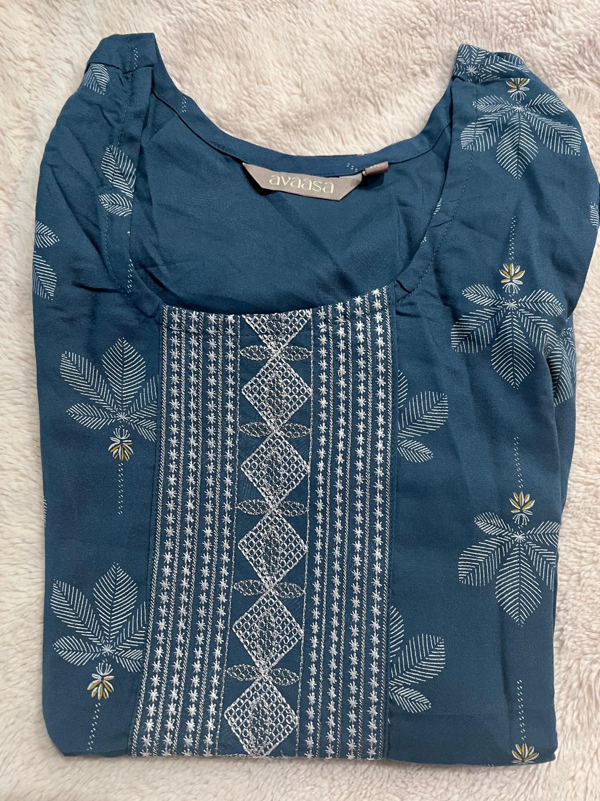 Blue Embroidery Kurti