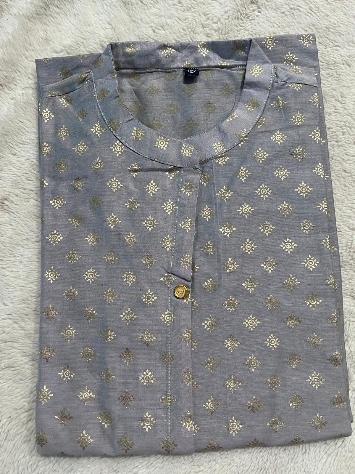 Grey Gold Print Kurti