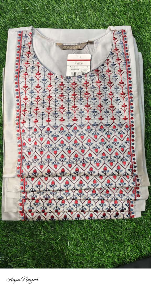 Light Grey Embroidery Kurti