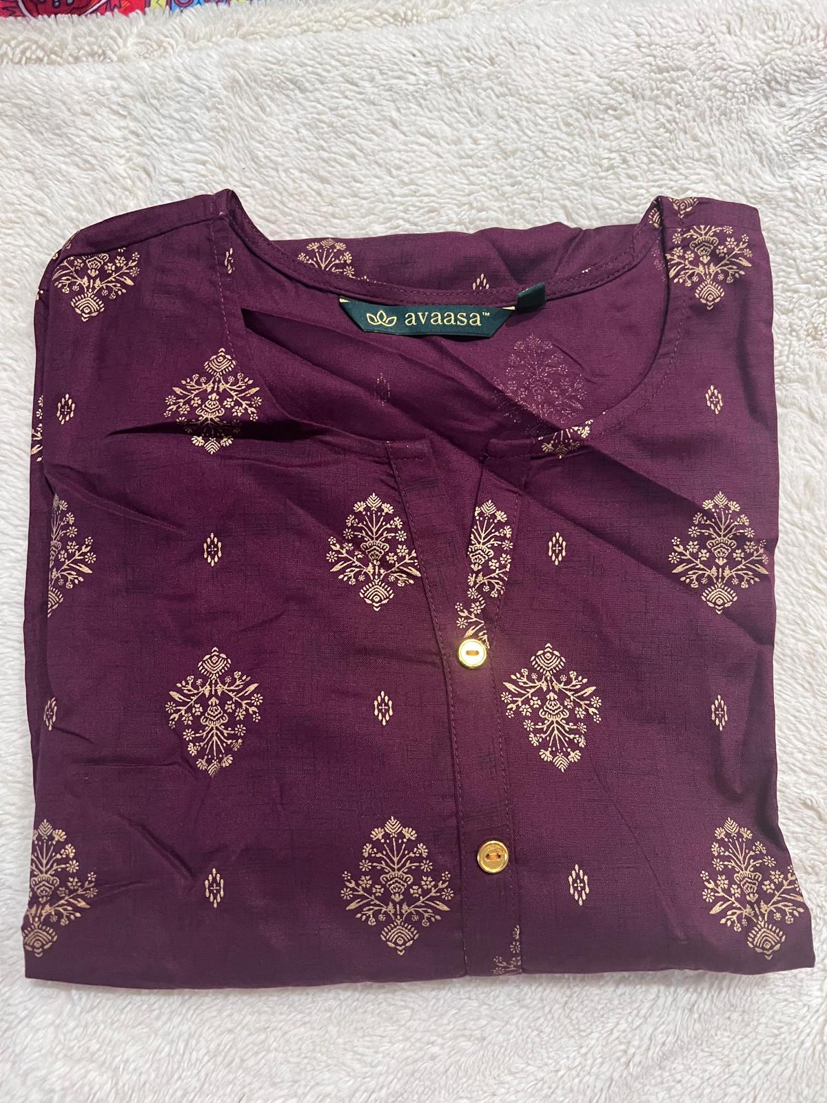 Maroon with gold print Kurti