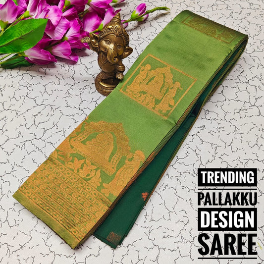 Light and Dark Green Pallaku Design Soft Silk Saree