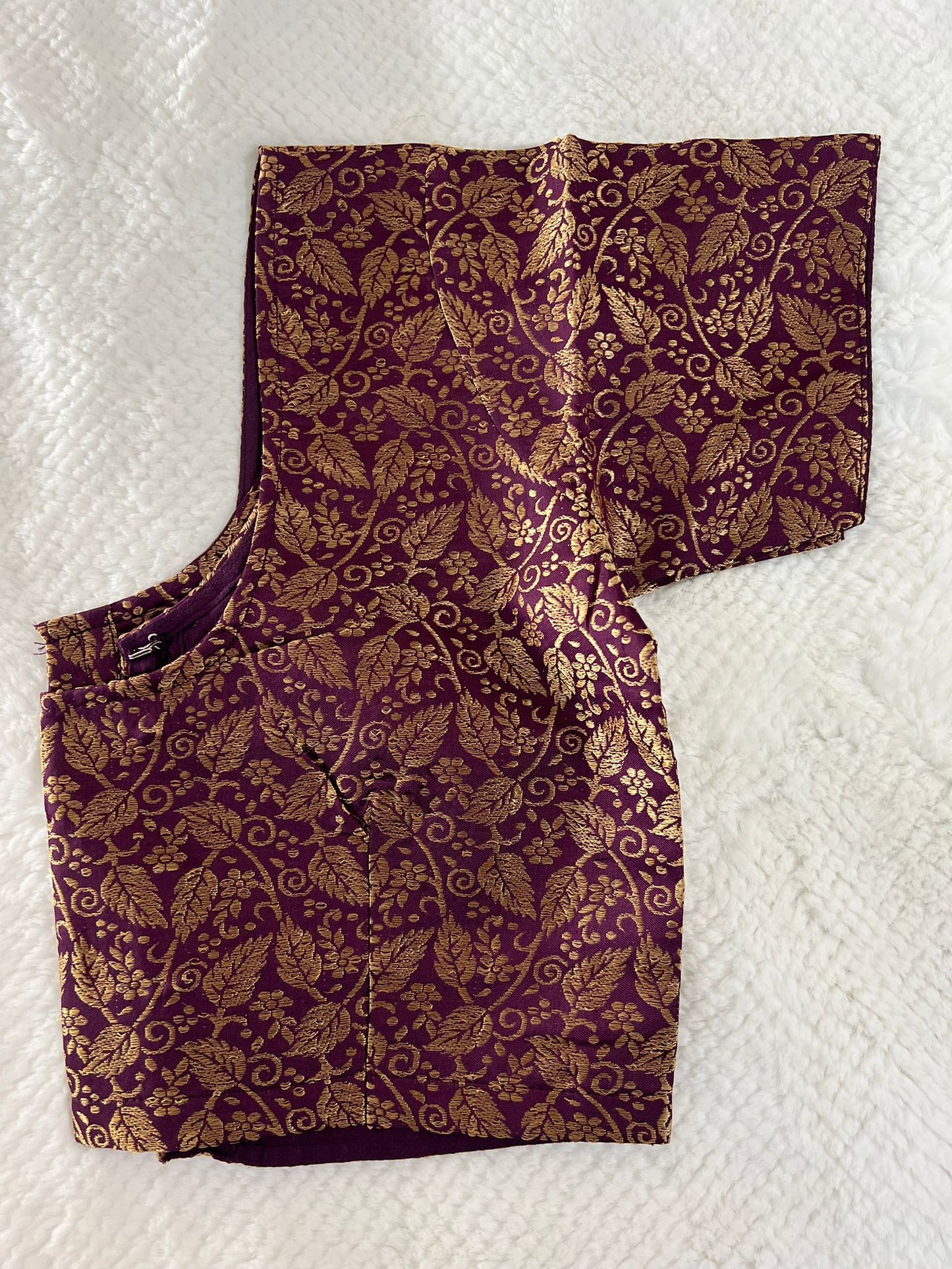 Brown Leaf Design Copper Zari Blouse