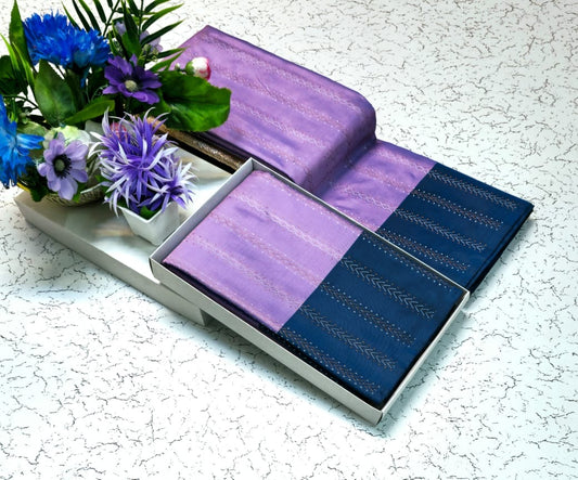 Lavender and Blue Grand Soft Silk Wedding and Party Wear Saree
