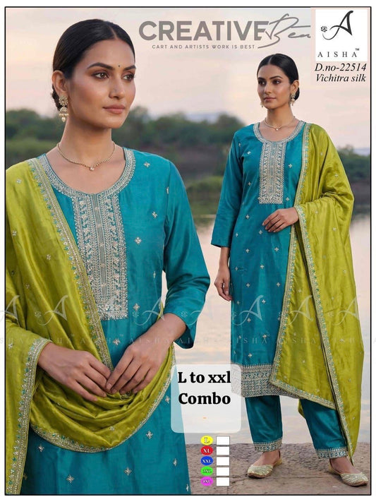 Blue and Green 3 Piece Salwar Set