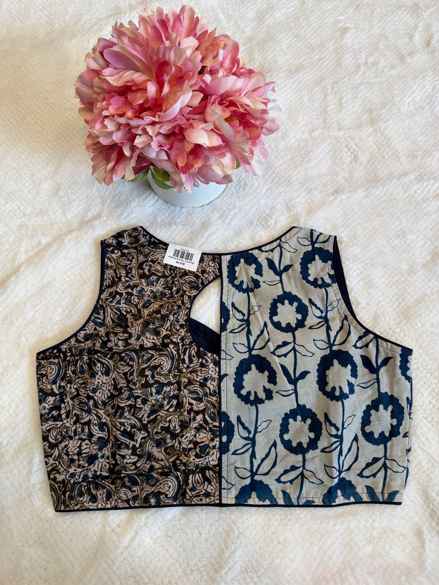 Navy Blue Sleeveless Blouse D2