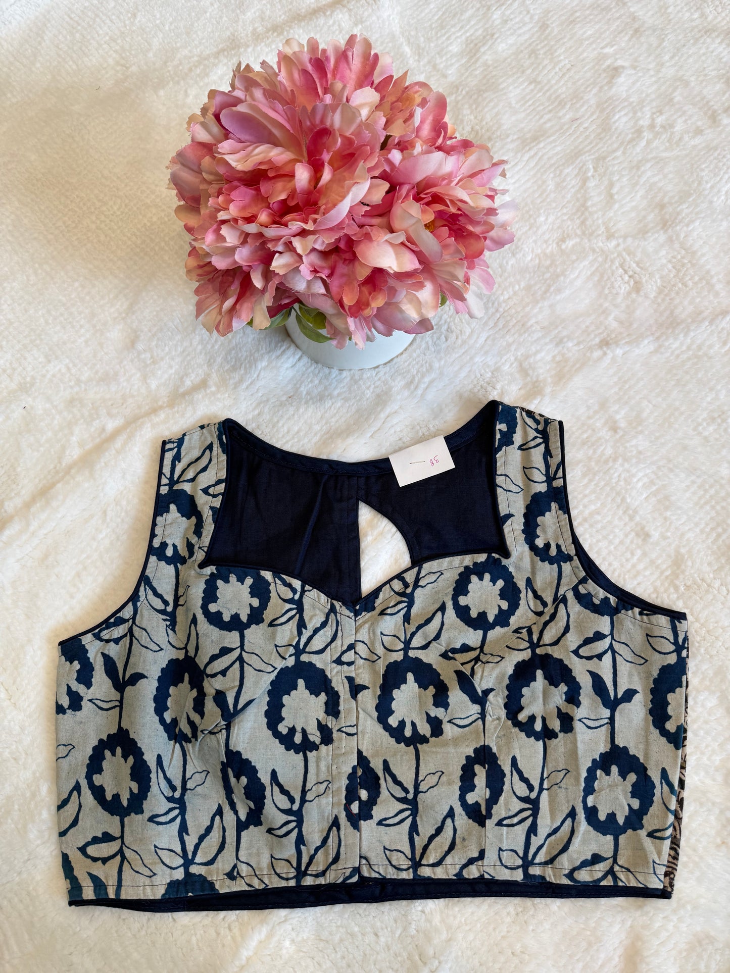 Navy Blue Sleeveless Blouse D2