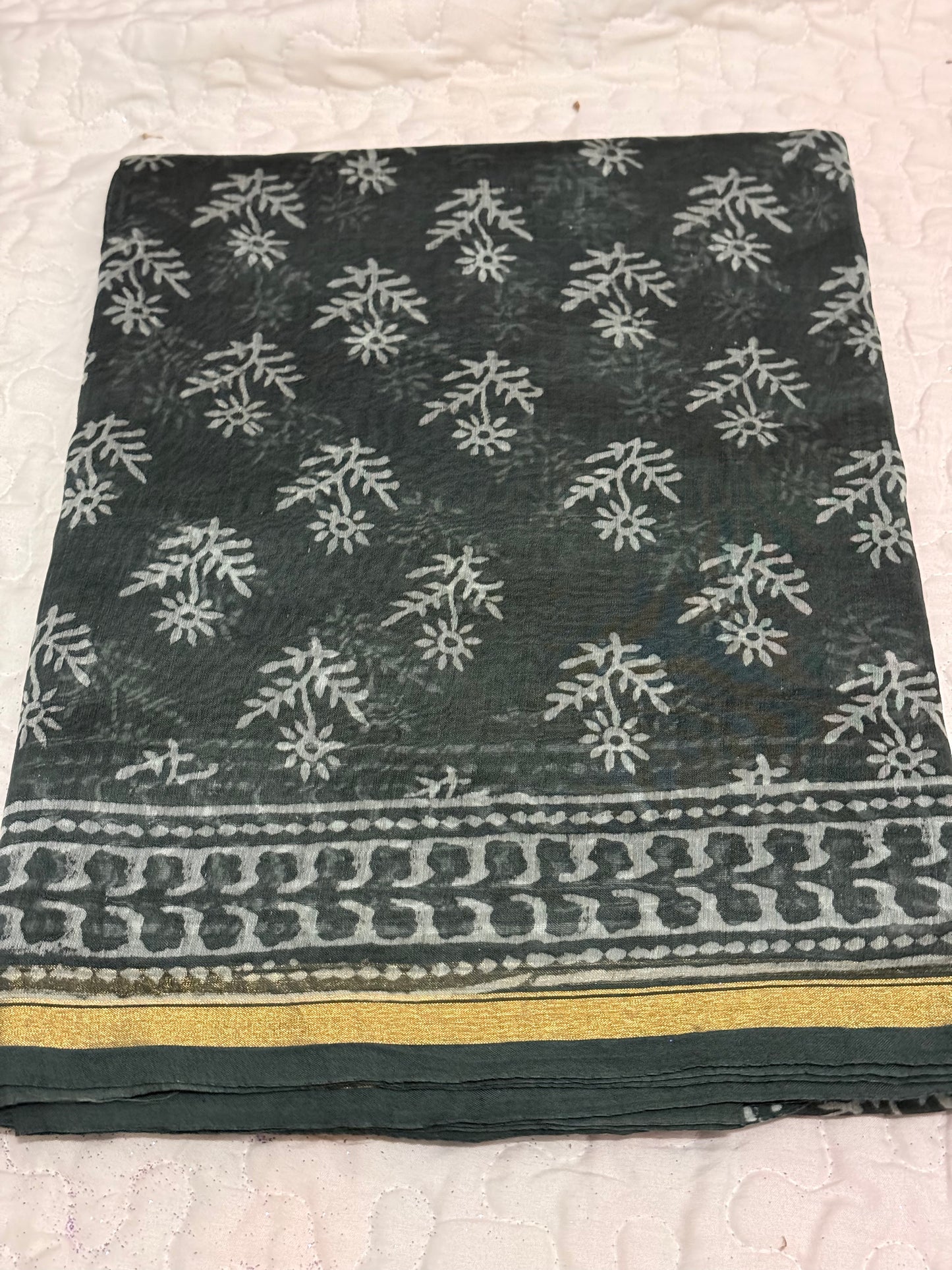 Blackish Green Chanderi Silk Saree