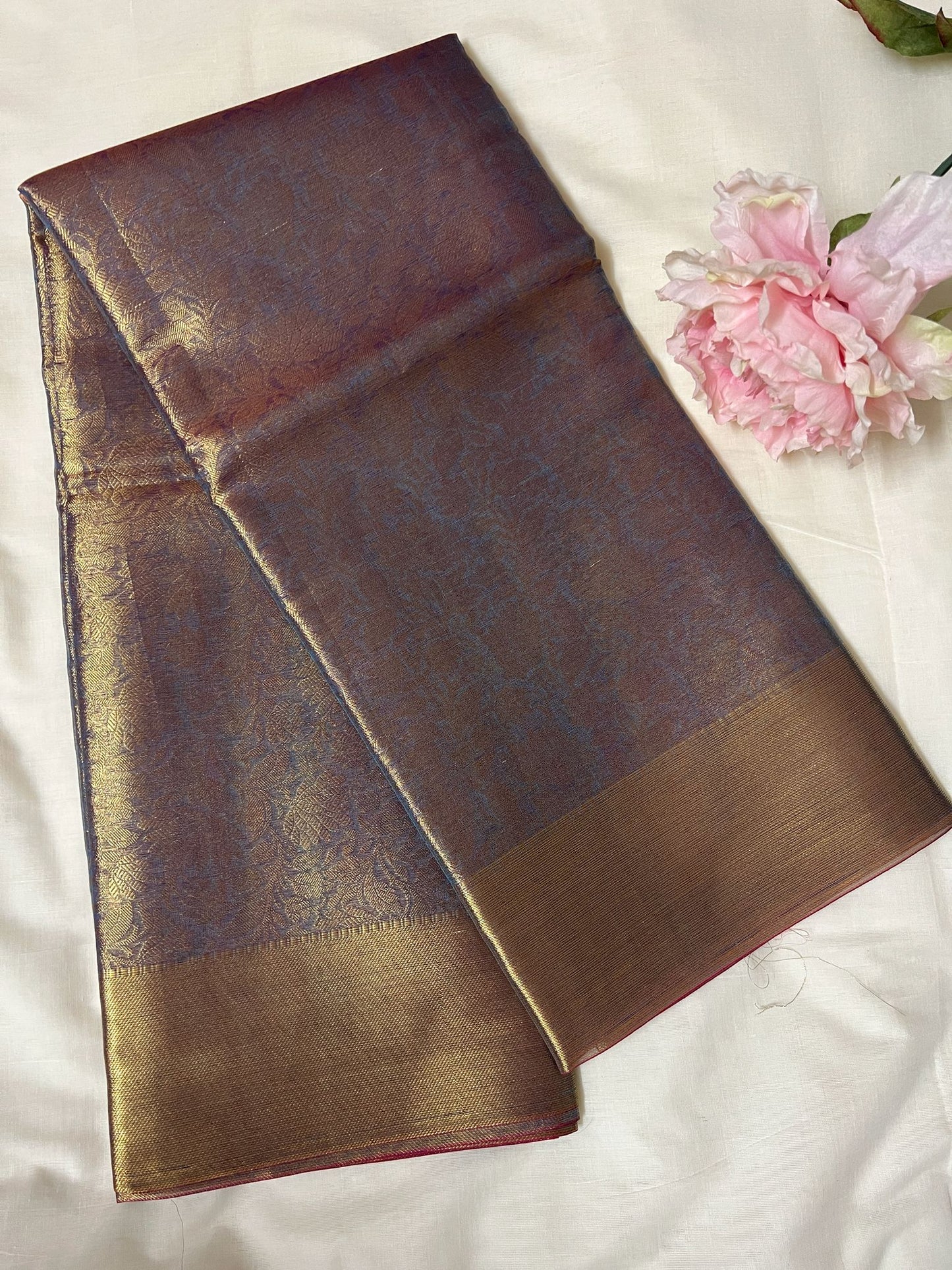 Metallic Blue Ambani Tissue Silk Saree