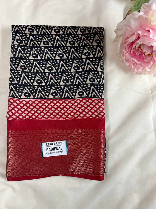 Black and Red Gadwal Saree