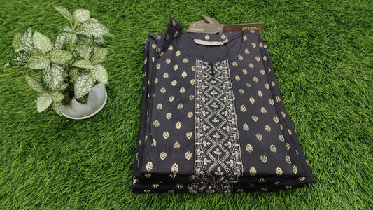 Black with White Embroidery Kurti