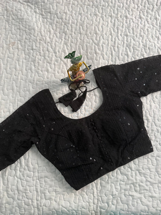 Black Chikankari Designer Blouse