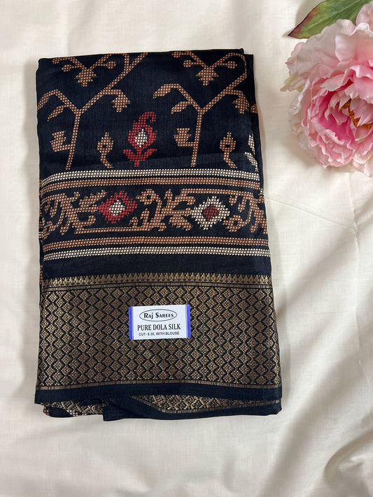 Black Pure Dolla Fancy Silk Saree
