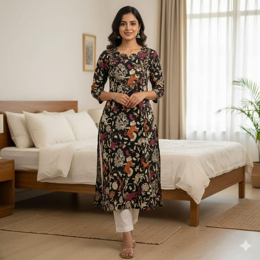 Black Kalamkari Kurti