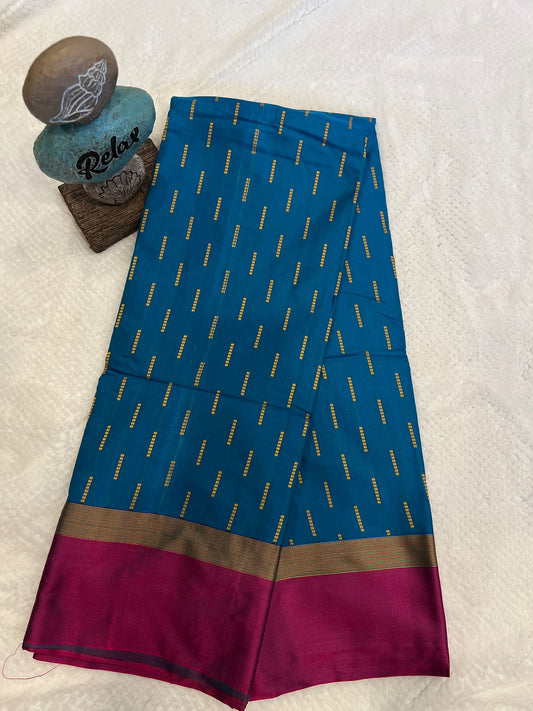 Blue and Magenta Kiya Arani Semi Soft Silk Saree