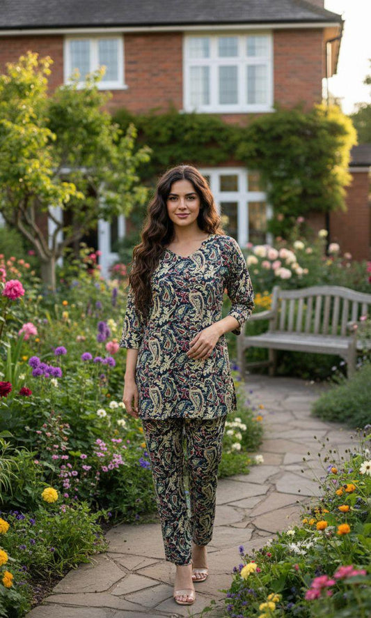 Blue Short Kalamkari Co-ord Set