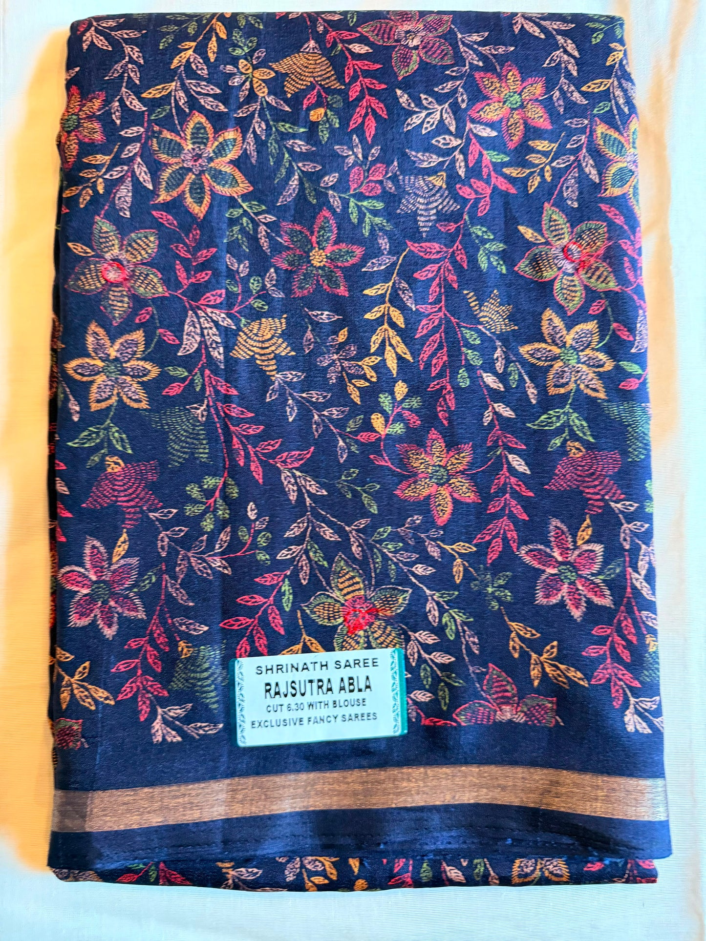 Dark Blue Raj Sutra Abla Fancy Saree