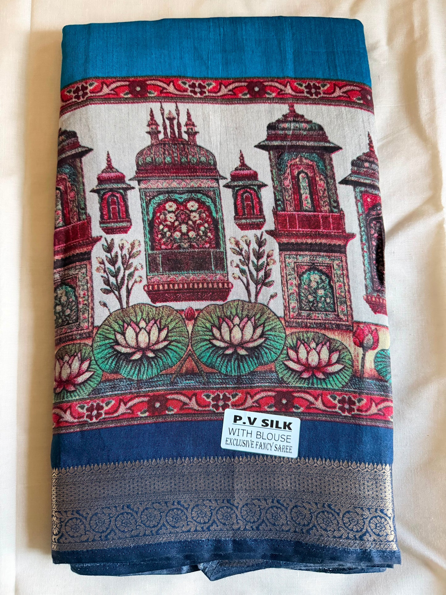 Blue P.V Fancy Silk Saree